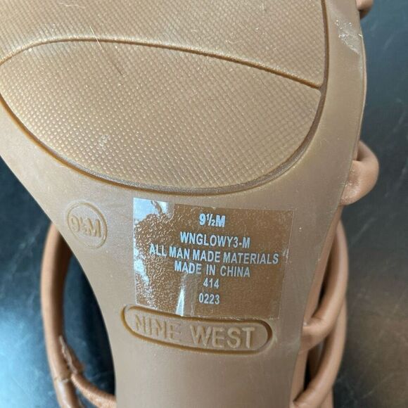 Nine West Glowy3 Womens size 9.5 M Heel Sandals Multi Strap Square Toe Shoes New - Picture 9 of 9